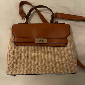 Brown and Tan Woven Handbag
